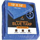 10' X 16' Multi Purpose Blue Poly Tarp Cover 5 Mil Shelter RV Camping Tarpaulin