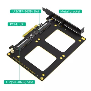 Dual U.2 SSD auf PCIe 4.0 X8 Adapter SFF-8639(U.2) auf PCI-E 4.0 8xHyper M.2 X16 - Bild 1 von 6