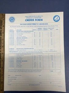 Rare 1998 Chrysler Plymouth product literature order form - Picture 1 of 2