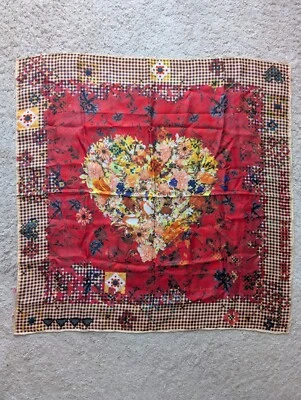 Christian Lacroix Floral Corazón Seda Cuadrado Bufanda Mantón Envoltura Multicolor Rojo 86 cm Foto 1 de 4