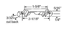 STB Sash Lock Keeper, base dentellata, con alette, bianco, fori per viti 2-1/16" - Foto 1 di 1