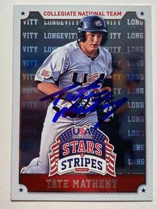 Tate Matheny Signed Panini #89 2015 Card USA Baseball Auto MLB RAD - Picture 1 of 1
