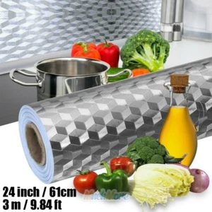Self Adhesive Aluminum Foil Kitchen Cabinet Wall Sticker Waterproof Oil-proof US - Picture 1 of 12