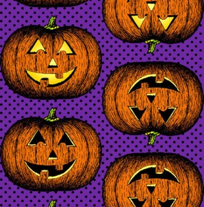 Hallowgraphix Brights Pumpkins Quilt Fabric - Fat Quarter - Picture 1 of 1
