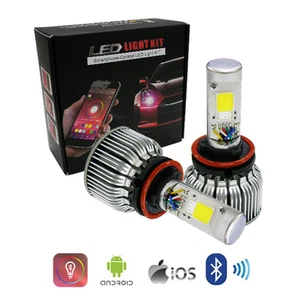 LED Headlight W/ RGB Bluetooth Controller H4 H7 H11 H13 9005 9006 9007 - Picture 1 of 7