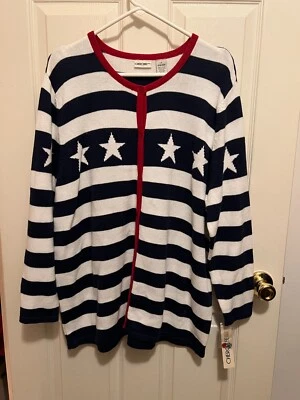 SUÉTER CHEROKEE DAMAS TALLA GRANDE ROJO BLANCO AZUL ALGODÓN TALLA X 14W/16W NUEVO CON ETIQUETAS Foto 1 de 4