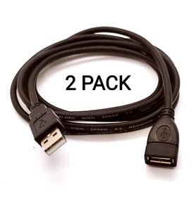 Paquete de 2 cables de extensión macho/a hembra 3 ft USB 2.0 A color negro - Imagen 1 de 2