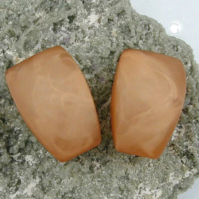 Elegante Ohrclips     "Trapez"     27,00 mm x 17,00 mm hellbraun seidig - Bild 1 von 2
