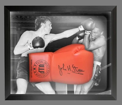 John H Stracey Signed Red VIP Boxing Glove Presented In A Dome Frame : B - Image 1 of 4