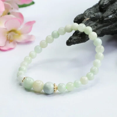 Pulseras de jade birmano jadeíta joyería natural accesorios de cuentas mujeres blancas Foto 1 de 4