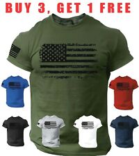 USA Distressed Flag Men T Shirt Patriotic American Tee S - 3XL