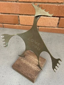 Vintage 70s Abstract Metal Brutalist Figural Sculpture Mid Century Modern Signed - Picture 1 of 12