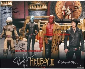 HELLBOY 2 Ron Perlman / Guillermo del Toro + 4 autógrafos firmados película en color foto - Imagen 1 de 1