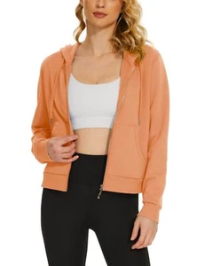 Women's Casual Hoodies Sweatshir Fleece Lined Zip Lightweight Spring Sweatshirts - Picture 1 of 14
