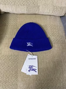 Burberry Ribbed Cashmere Beanie Hat Knight Blue BNWT Size 54-61cm Men’s RRP £290 - Picture 1 of 11