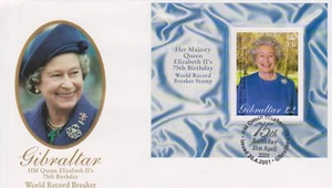 GB - GIBRALTAR 2001 Queen Elizabeth II 75th Birthday Sheet SG MS977 FDC ROYALTY - Picture 1 of 1