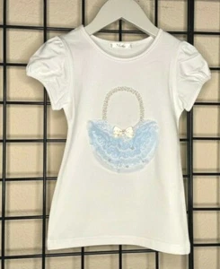 NEW NWT White/Light Blue 3-D LACE PURSE CUTE PLUSH Top/Shirt Sz 4Y, 5Y, 6Y or 6X - Picture 1 of 10