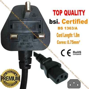 Mains Power Cable Cord Lead 3 Pin UK Plug For Brother Fax 8360P Printer - Picture 1 of 4