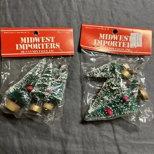Vintage MIDWEST IMPORTERS 4 Pack Bottle Brush Trees 1.25” 2” 2.5” 3” Two Packs - Picture 1 of 5