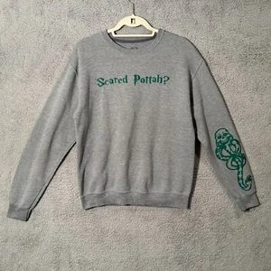 Voldemort Scared Pottah? Fruit of The Loom Sweater Women's Medium Gray Graphic - Picture 1 of 7