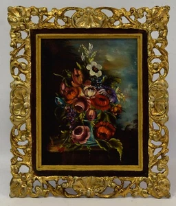 Altes Gemälde, Blumen in einer Vase, Öl auf Holz, 41,5 x 36 cm - Bild 1 von 10