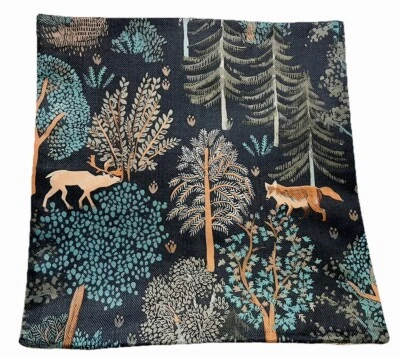 Fox Bunny Deer Nature Tapestry Throw Pillow Cover Winter Holiday Home Decor 18” - Image 1 of 4