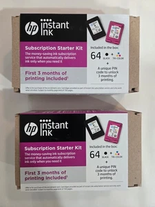 (2er-Pack) HP Instant Ink 64 schwarz und dreifarbiges Abonnement Starter Kit - 2er-Pack - Bild 1 von 5