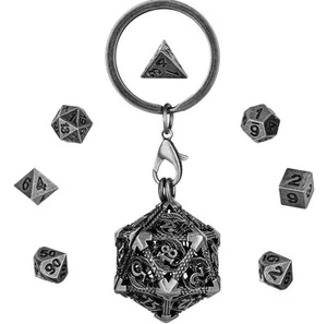 D20 Case Dices Set with Keychain Tiny Polyhedral Dices Keyring Pendant DnD mTG - Picture 1 of 5