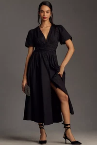 Anthropologie The Katerina Button-Front Dress Black 2X NEW - Picture 1 of 6
