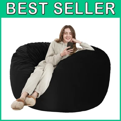 Stylish 5ft Black Memory Foam Chair with Microfiber Cover - Изображение 1 из 4