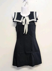 Miss Selfridge Square Collar Sailor Bengaline Mini Dress XS Black (81643) - Picture 1 of 7