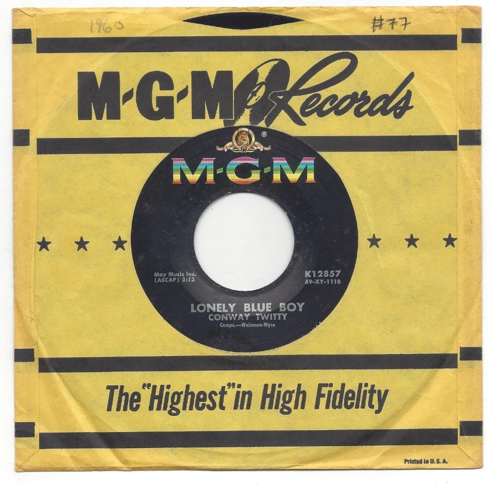 CONWAY TWITTY, "LONELY BLUE BOY" - Image 1 of 3