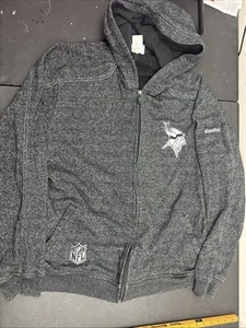 Minnesota Vikings Herren Reebok OnField Hoodie schwarz grau statisch durchgehender Reißverschluss NFL - Bild 1 von 7