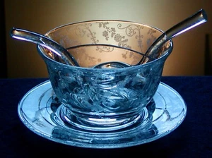 Cambridge ""Elaine"" geätztes Glas Salat Dressing Set, Vintage, SCHÖN1 - Bild 1 von 8