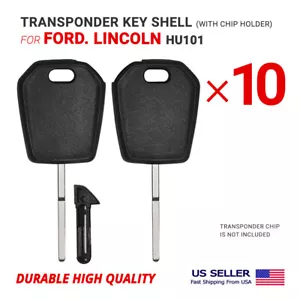 10X Estuche con llave de transpondedor para Ford, Lincoln con hoja HU101 con soporte para chip - Imagen 1 de 2