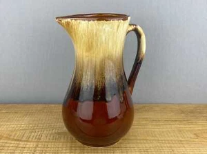 Jarrón jarra alta Roseville EE. UU. cerámica marrón goteo - Imagen 1 de 7