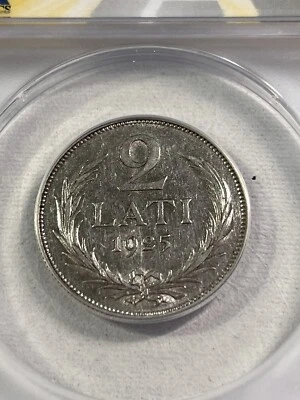1925 Latvia 2 Lati Silver Coin Graded XF 45 by ANACS - Image 1 of 4