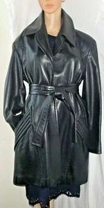 Stavros NY Lammleder Wickelmantel mit Gürtel zum Selbstbinden Größe Large - Bild 1 von 14