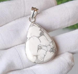 Howlite Gemstone Pendant 925 Sterling Silver Handmade Gift Her Jewelry PG2603 - Picture 1 of 3