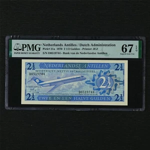 1970 Netherlands Antilles/Dutch Admministration 2 1/2 Gulden P-21a PMG 67EPQ UNC - Picture 1 of 4