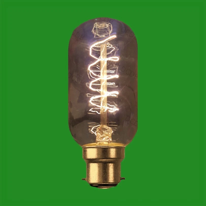 6X 40W Antike Spiral-Glühfaden T45 Dimmbar Tubular BC B22 Lichtbirne Lampe - Bild 1 von 1