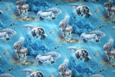 GENTLE GIANTS BLACK MANATEES FROM ELIZABETH'S STUDIOS - 100% COTTON FABRIC - Image 1 of 4