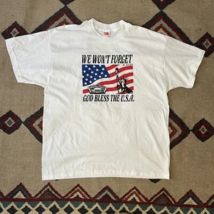 Vintage Patriotic 9-11-01 We Won’t Forget Y2K T-Shirt Mens XL NOS Crewneck - Picture 1 of 12