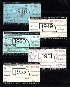 US NEBRASKA 1948 / 1953 HUNTING & FISHING LICENSE USED H1871 - Picture 1 of 2