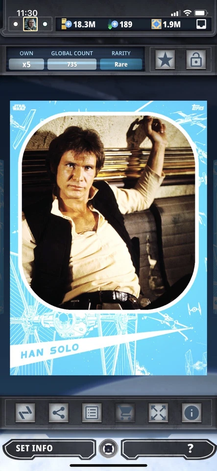 Topps Star Wars Digital Card Trader Blue ANH Marathons 2019 Han Insert Award - Image 1 of 1