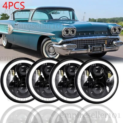 Faros LED altos/bajo DRL ojos de ángel para Pontiac Catalina 1958-1976 4 piezas 5,75" Foto 1 de 4