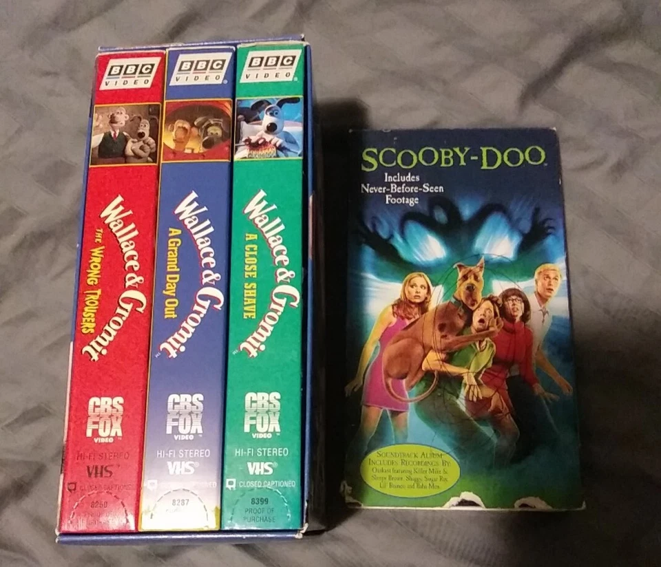 BBC Wallace and Gromit VHS Wrong Trousers Close Shave Grand Day Out Scooby Doo  - Image 1 of 1