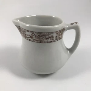 Vintage Shenango Porzellan "Pegasus" einzelnes Milchkännchen 1952 weiß & braun Restaurant USA - Bild 1 von 6