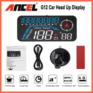 ANCEL G12 Head Up Display Speedometer Overspeed Alarm Digital LCD Screen Compass - Picture 1 of 14