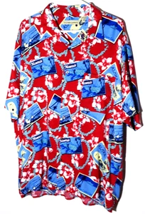 Herrenhemd rot, Viskose Viskose, Hawaii von Munsingwear in Größe XL - Bild 1 von 7